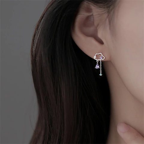 Korean Exquisite Cloud Crystal Tassel Earrings