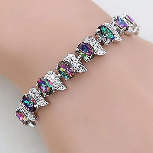 Graceful Green Crystal Leaf Bracelet