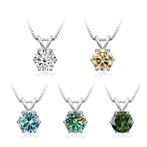 Bague Ringen 100% 925 Sterling Silver 1ct Moissanite Necklace