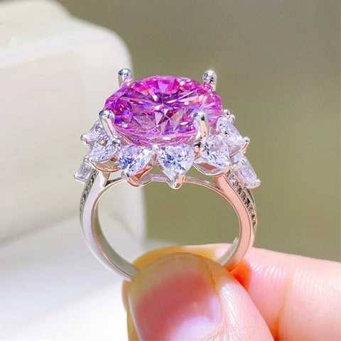 NKHOG 10CT Pink Moissanite Ring