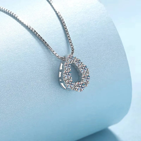 WOMEN Engagement White Gold 18K Wedding Necklaces 0.62CT Moissanite Diamond Girlfriend Valentine's Day WIFE Birthday Gift Party