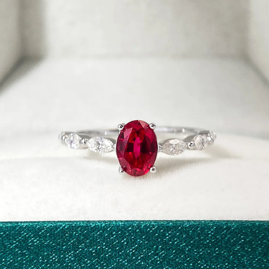 OEVAS 1CT Lab Grown Ruby/ Padparadscha Sapphire Ring