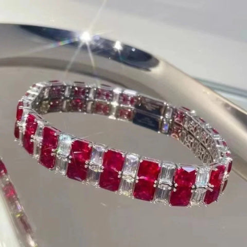 ZOCA Luxury 925 Sterling Silver Round Lab Ruby Sapphire