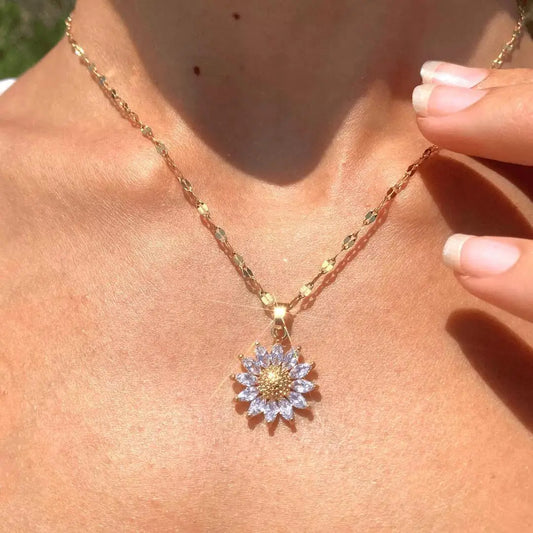 New Fashion Sweet Sex Sunflower Stainless Steel Necklaces