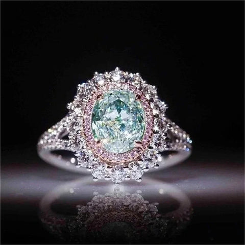Luxurious Silver Color Inlaid Pink Zircon Multicolour Stones Rings