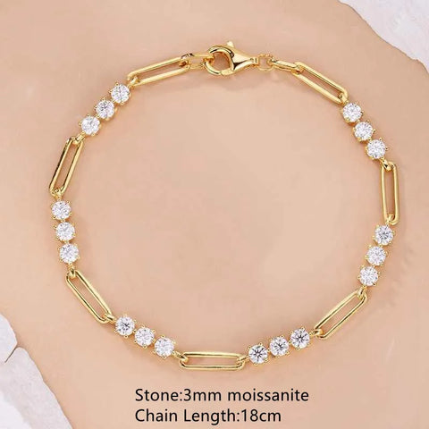 Lnngy Certified Round 3MM Moissanite Bracelet