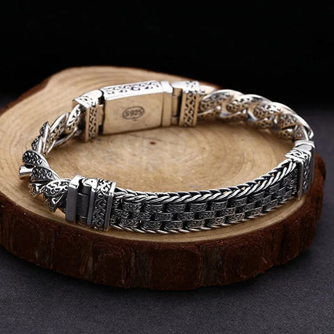 BOCAI S925 Pure Silver Vintage Bracelet