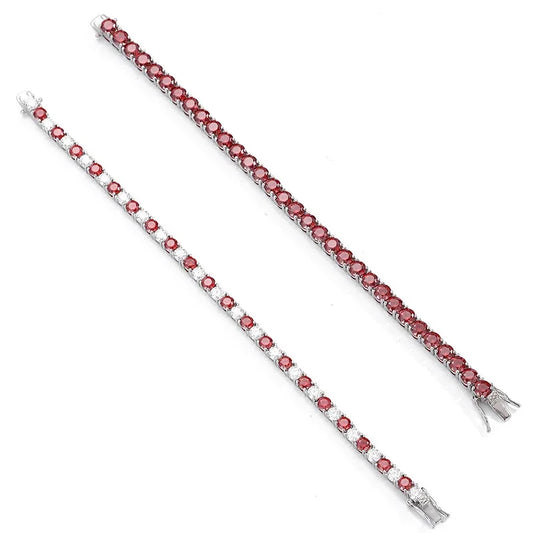 NeeTim Red and White All Moissanite Tennis Bracelets
