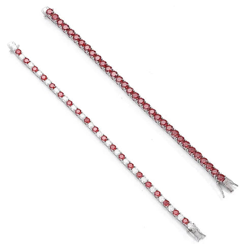NeeTim Red and White All Moissanite Tennis Bracelets