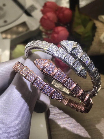 Snake shaped bracelet, women's full diamond bracelet