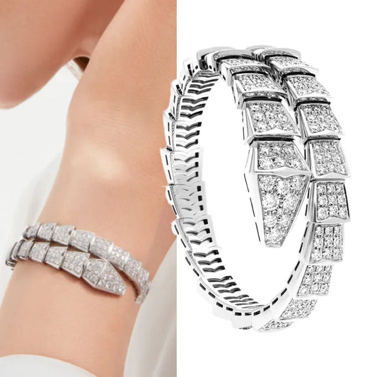 Snake shaped bracelet, women's full diamond bracelet