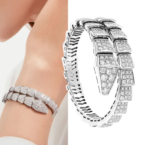 Snake shaped bracelet, women's full diamond bracelet