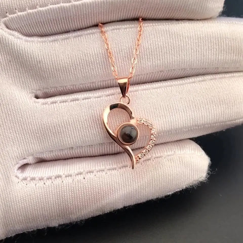 925 Sterling Silver Projected Zircon Heart I Love You in a Hunderd Language Necklace Pendant For Women Wedding Party Gift Collar