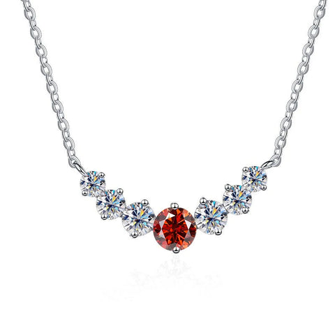 JoyceJelly 5 Moissanite stones Necklace For Women Wedding Jewely with GRA Certified 925 Sterling Sliver Plated 18k White Gold