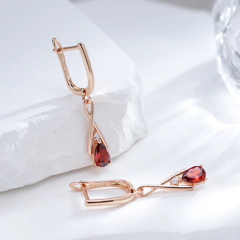 Minimalist Style Drop Shape Red Zircon Geometric