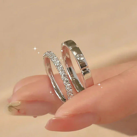 1.5/3mm Full Moissanite Diamond Couple Ring