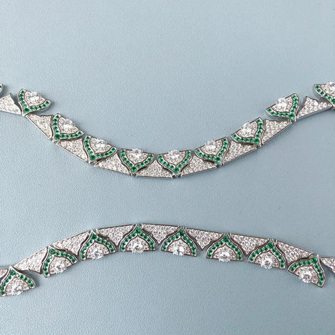 Designer Collection Style Necklace Earrings Women Lady Inlay Cubic Zircon Synthetic Emerald Pendant Dinner Party Jewelry Sets