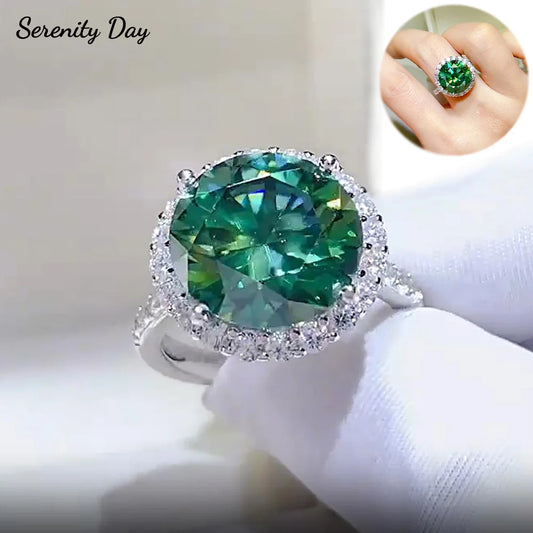 Serenity 10ct Emerald Color Big Moissanite Rings