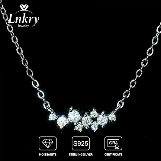 Lnkry Delicate Moissanite Necklace With Certificate For Women 925 Silver Original Certified Cluster Pendant Necklace Jewelry