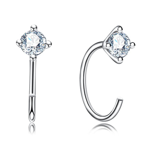 AnuJewel 4mm D Color Moissanites Classic Hoop Earrings