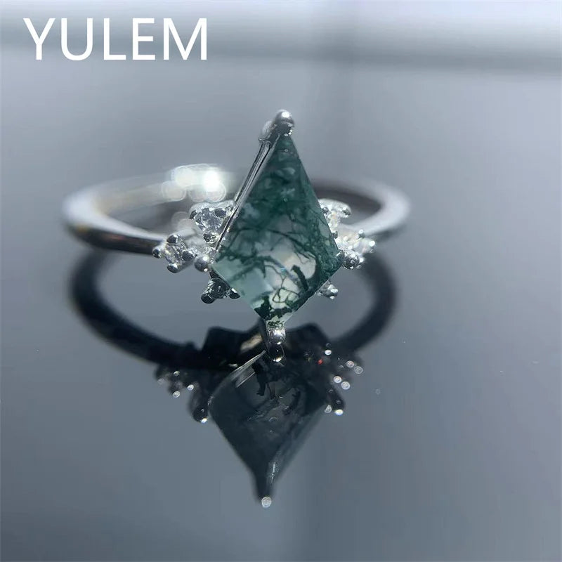 YULEM Natural Kite Moss Agate Ring - BOLEVARD RING