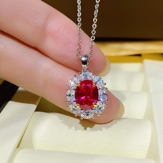 Red Treasure Pendant Necklace 925 Pure Silver Precision Edition High Maintenance Red Treasure Wedding Jewelry Wholesale