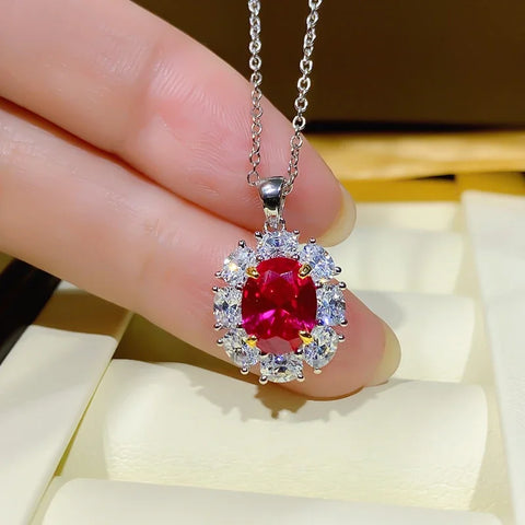 Red Treasure Pendant Necklace 925 Pure Silver Precision Edition High Maintenance Red Treasure Wedding Jewelry Wholesale