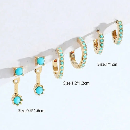 Turquoise Mini Set: Turquoise Gold Hoops.