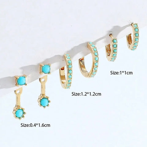 Turquoise Mini Set: Turquoise Gold Hoops.