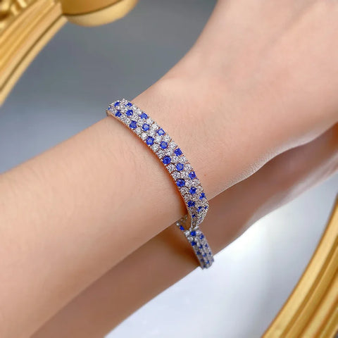 Charm Sapphire Moissanite Bangle Bracelet
