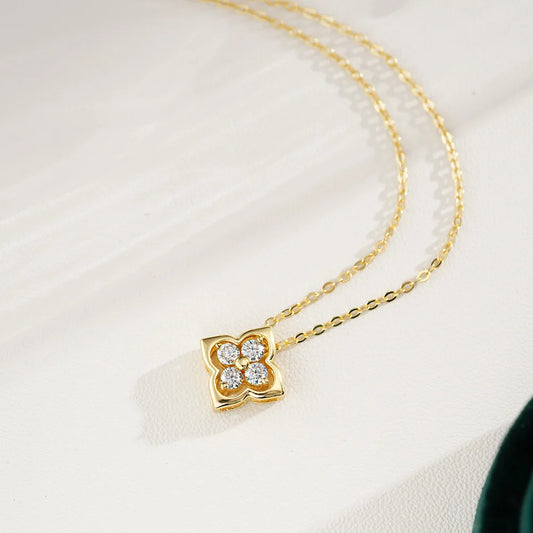 3mm Moissanite S925 Silver Yellow Gold Color Pendant Ladies Anniversary Necklace Gift