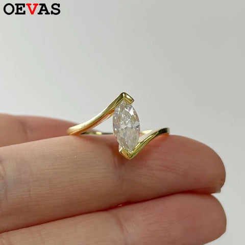 OEVAS 1ct 5x10mm Marquise Cut Moissanite Ring
