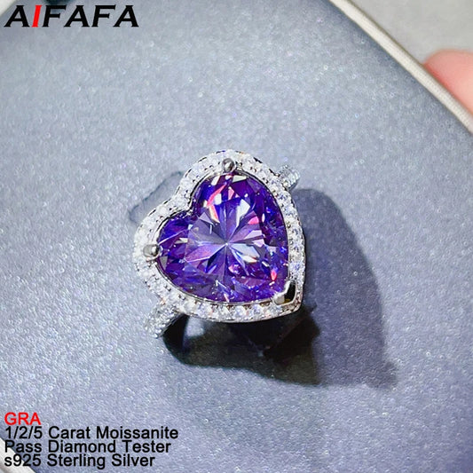Carat Purple Pink Heart Moissanite Ring
