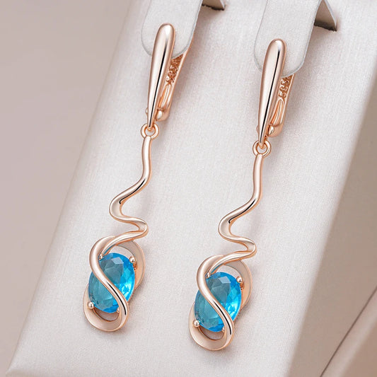 Kinel Hot Simple Romantic Blue Natural Zircon Dangle Earrings