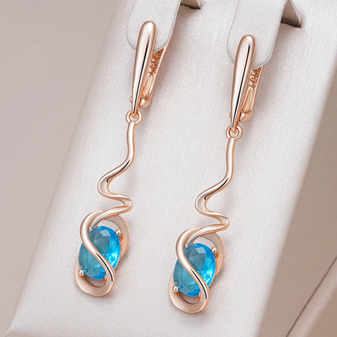 Kinel Hot Simple Romantic Blue Natural Zircon Dangle Earrings
