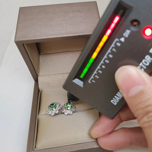 1CT Green Moissanite Stud Earrings with GRA Certificate S925 Silver