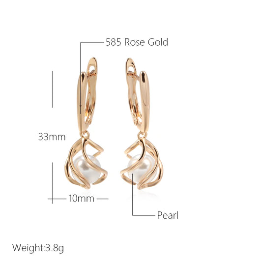 Kinel Luxury 585 Rose Gold Drop Earrings