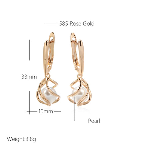 Kinel Luxury 585 Rose Gold Drop Earrings