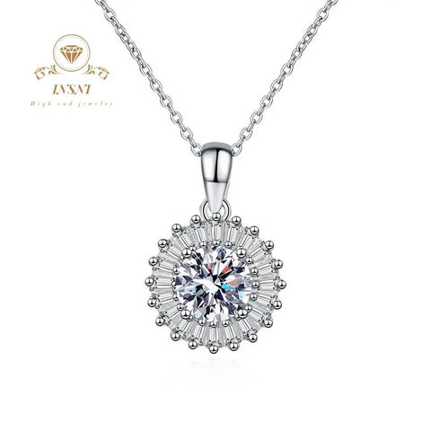 1CT D Color Moissanite S925 Silver Prism Cut Full Drill Luxury Lock Bone Chain Necklace Women's Jewelry GBA Certified Gift Her