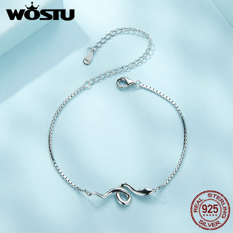 WOSTU 925 Sterling Silver Snake Style Box Chain Bracelets