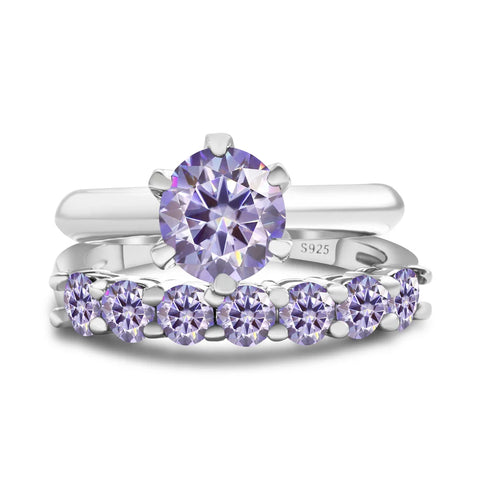Total 1.7 carat moissantie ring set Silver 925 Brilliant Cut