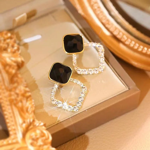 Korean Style Black Zircon Stud Earring