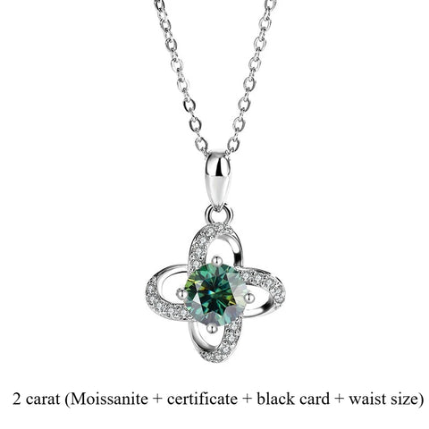 2025 New s925 sterling silver light luxury clover silver pendant Moissanite necklace is a classic and fashionable gift for women
