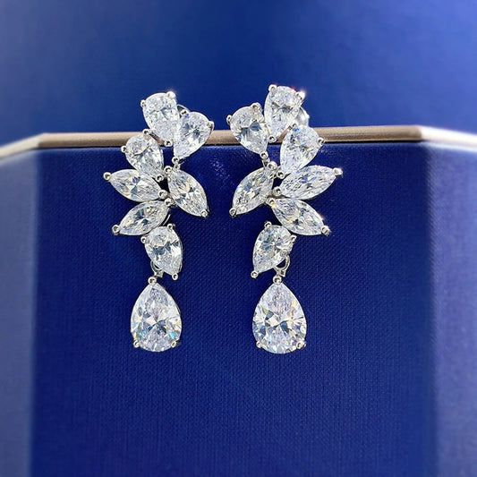 Wong Rain 925 Sterling Silver Pear Lab White Sapphire
