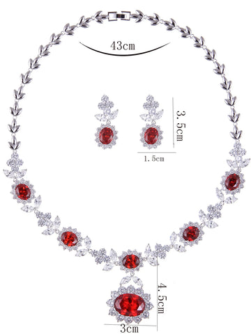 Luxury Indian Jewelry Set For Women Zirconia Bridal Necklace Earring Set For Wedding Evening Party Prom Pendant Necklace