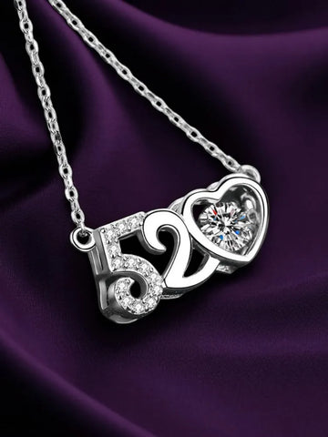 Moissanite Sterling 925 Silver GRA Certified Love Heart Valentine's Pendant Necklace for Women Jewelry