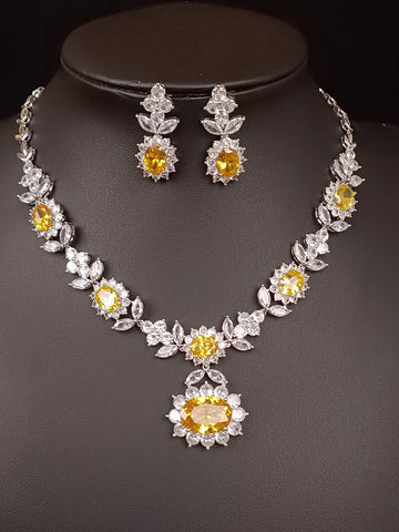 Luxury Indian Jewelry Set For Women Zirconia Bridal Necklace Earring Set For Wedding Evening Party Prom Pendant Necklace