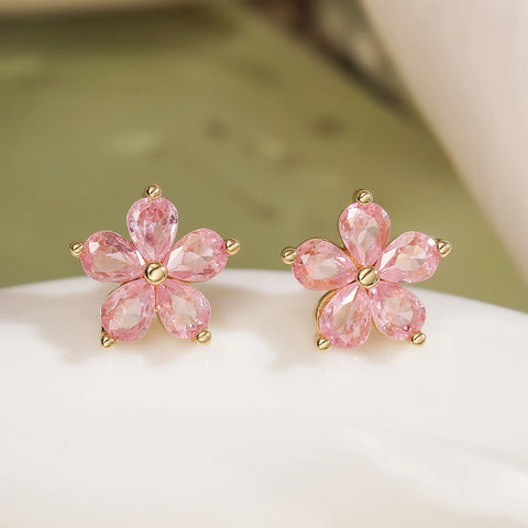 NEWBUY Delicate Gold Color Cute Flower Stud Earrings