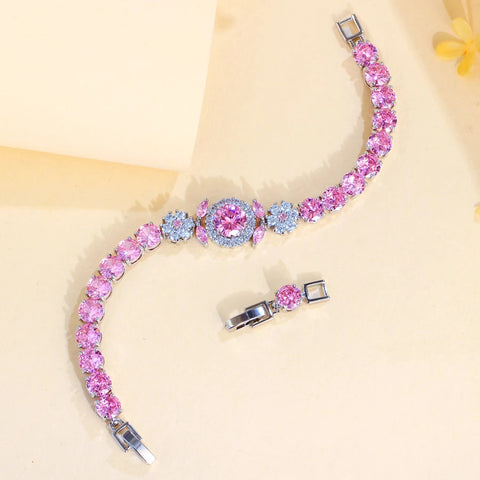 ThreeGraces Elegant Shiny Pink Round Zirconia