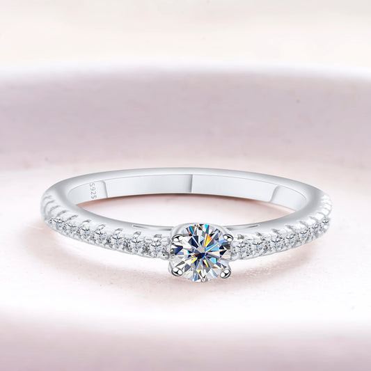Real 925 Sterling Silver Small Moissnaite Ring